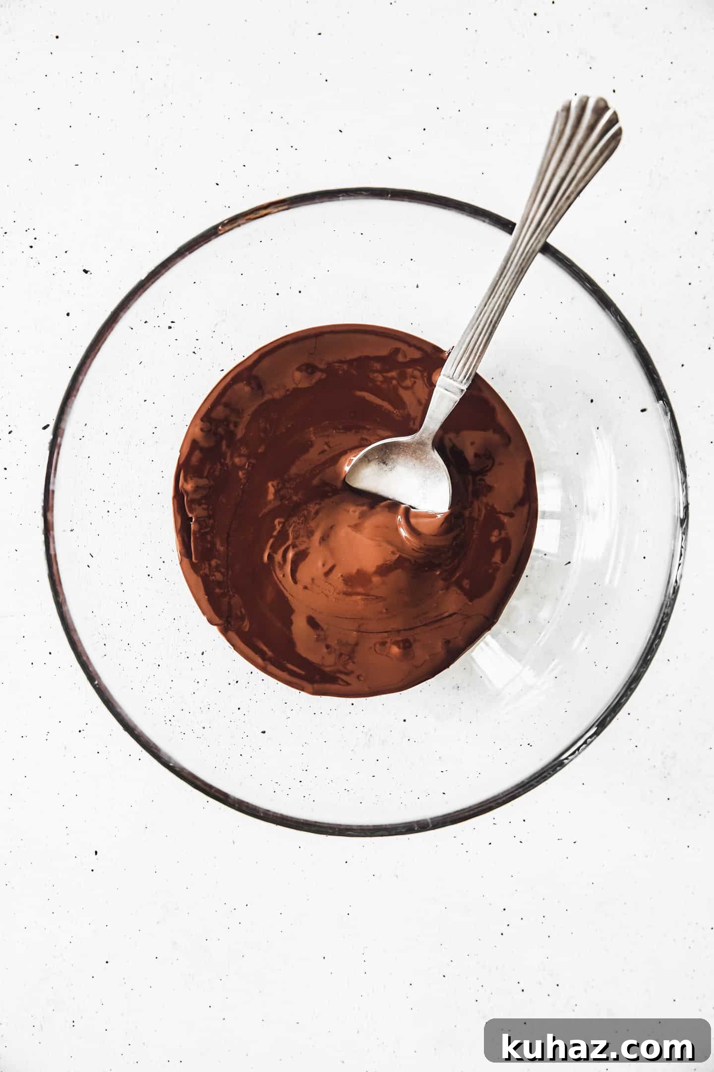 bowl of melted chocolate for homemade chocolate chips