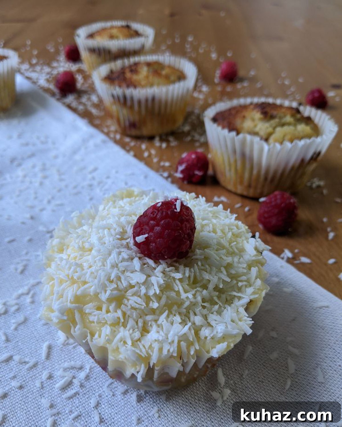 Keto Raspberry Coconut Cupcakes - 4.3g Net Carbs 2 keto rasberry coconut cupcakes