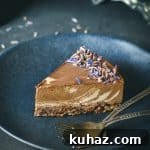 slice of raw chocolate lavender cake (vegan recipe)