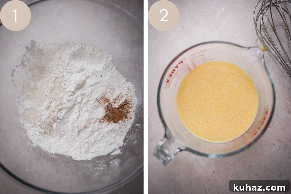 Gluten-Free Waffles: Quick, Crispy and Fluffy Recipe 5 waffle mixture being prepared in bowl - 2 images