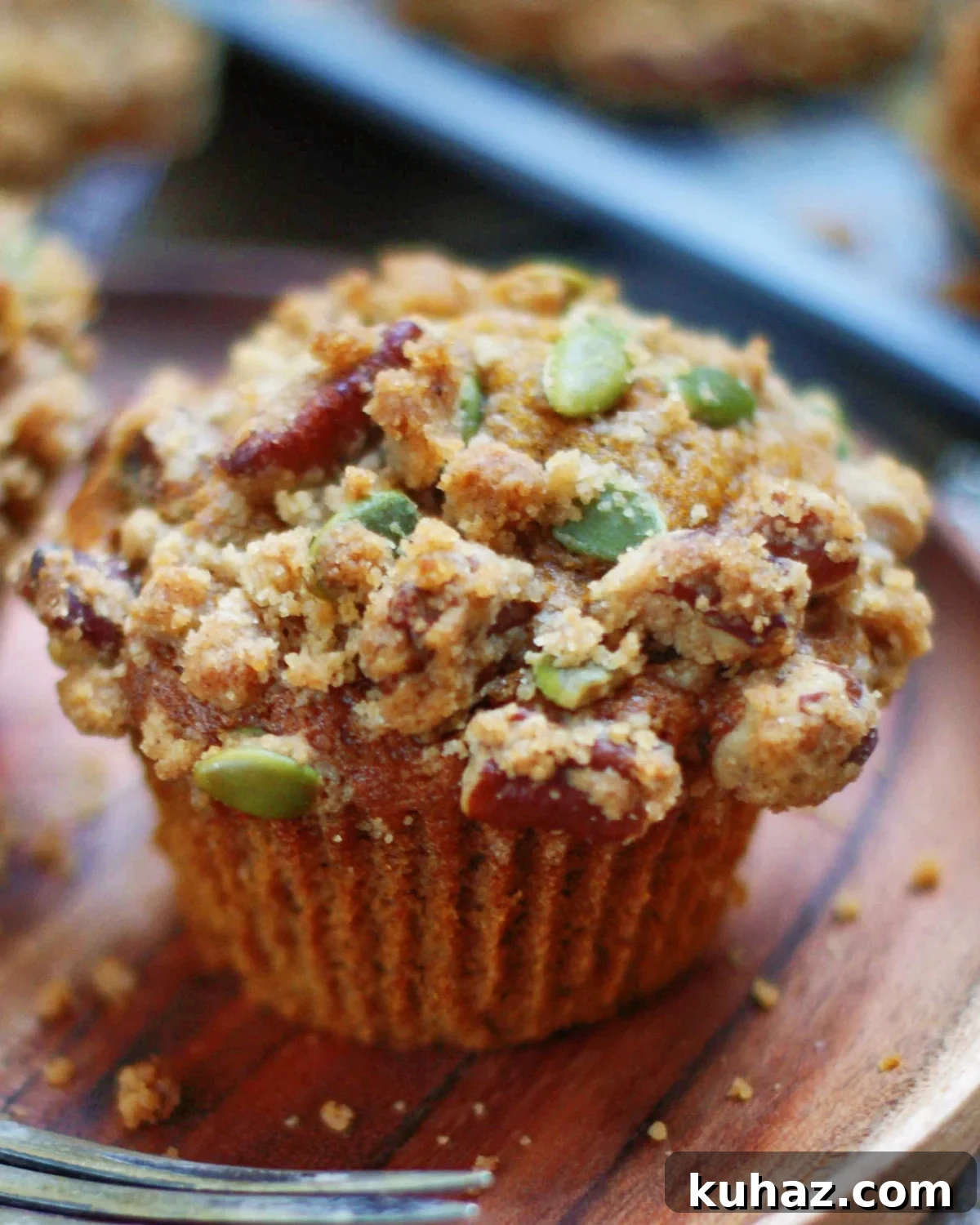 Pumpkin Muffins with Cinnamon Streusel 2 Pumpkin Muffin showing texture and ingredients of easy streusel topping