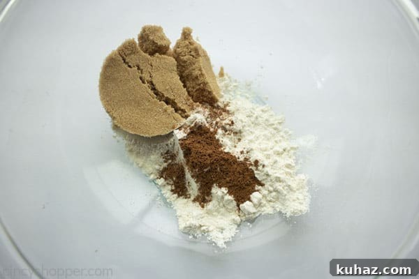 Moist Cinnamon Apple Muffins Recipe 9 Muffin dry ingredients in a clear bowl