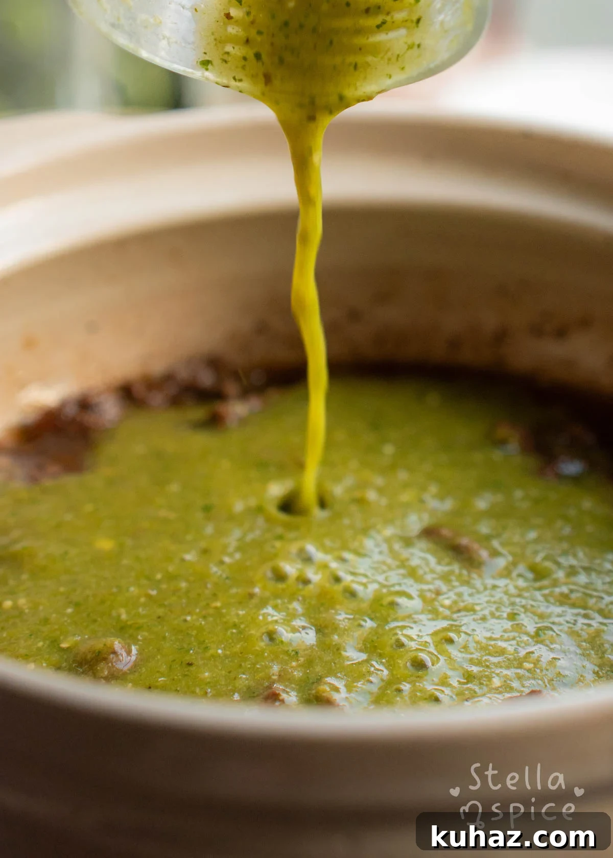 salsa verde added to beef
