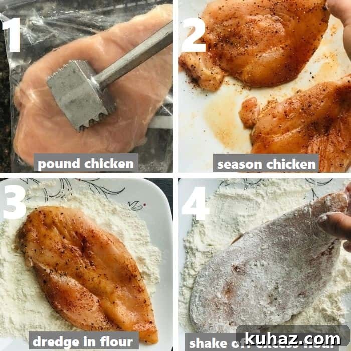 prepping chicken cutlets