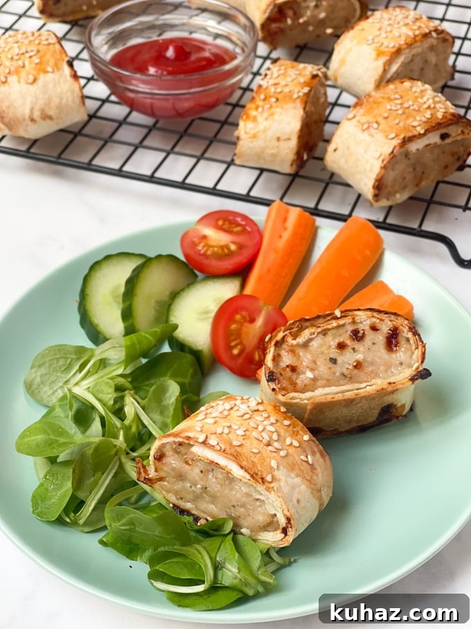 Crispy Chicken Sausage Rolls Recipe with Puff Pastry 7 img 22143 7