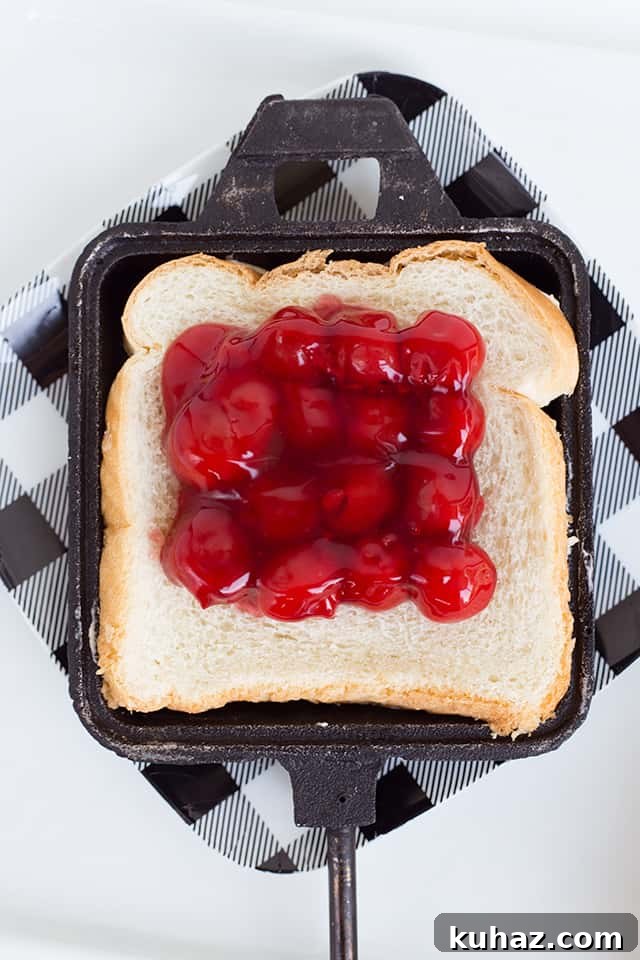 Cherry mountain pie in pie iron