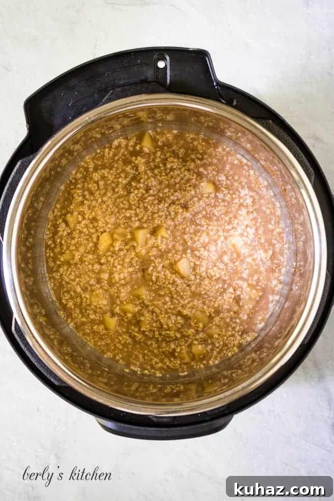 How to Make Creamy Instant Pot Steel Cut Oats 4 The dish has cooked and is ready to be served.