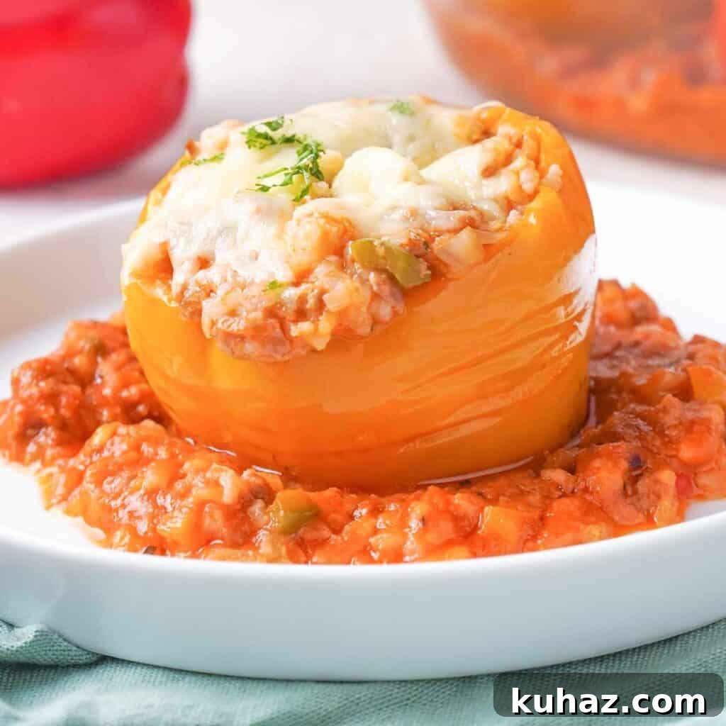 What to Serve with Green Beans 25 Tasty Pairings 7 orange stuffed bell pepper on white plate