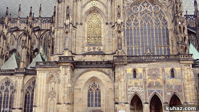A church with a large window