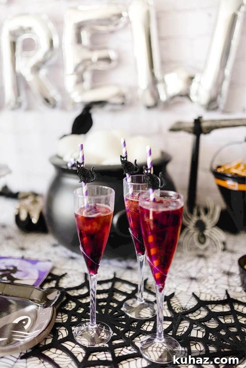 Black cherry sparklers for a kid-friendly Halloween drink.