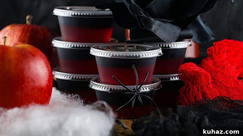 Vampire Kiss jello shots for a Halloween fireball shooter.