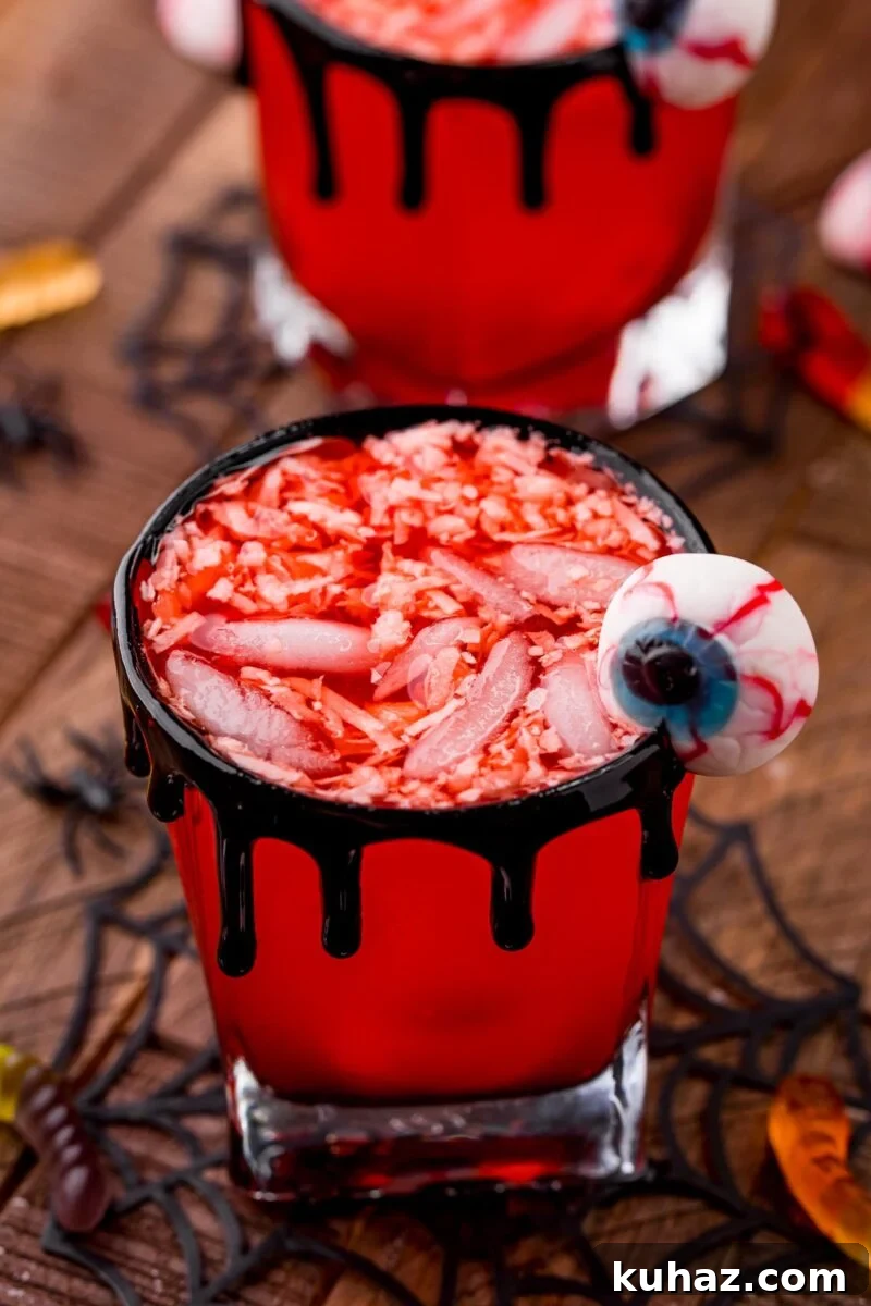 Red Halloween party punch for a spooky celebration.