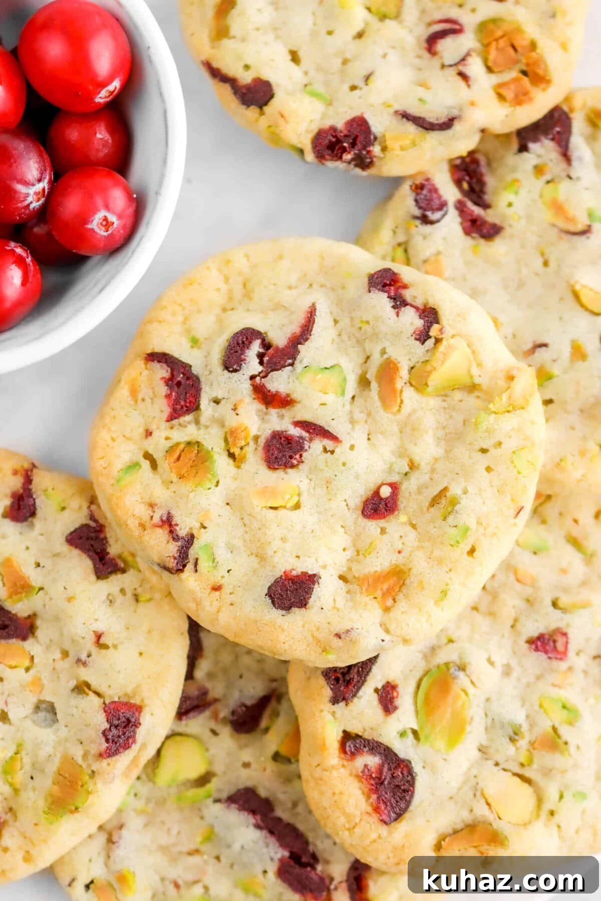 Cranberry Pistachio Slice-and-Bake Cookie Recipe 4 close up of cranberry pistachio cookie