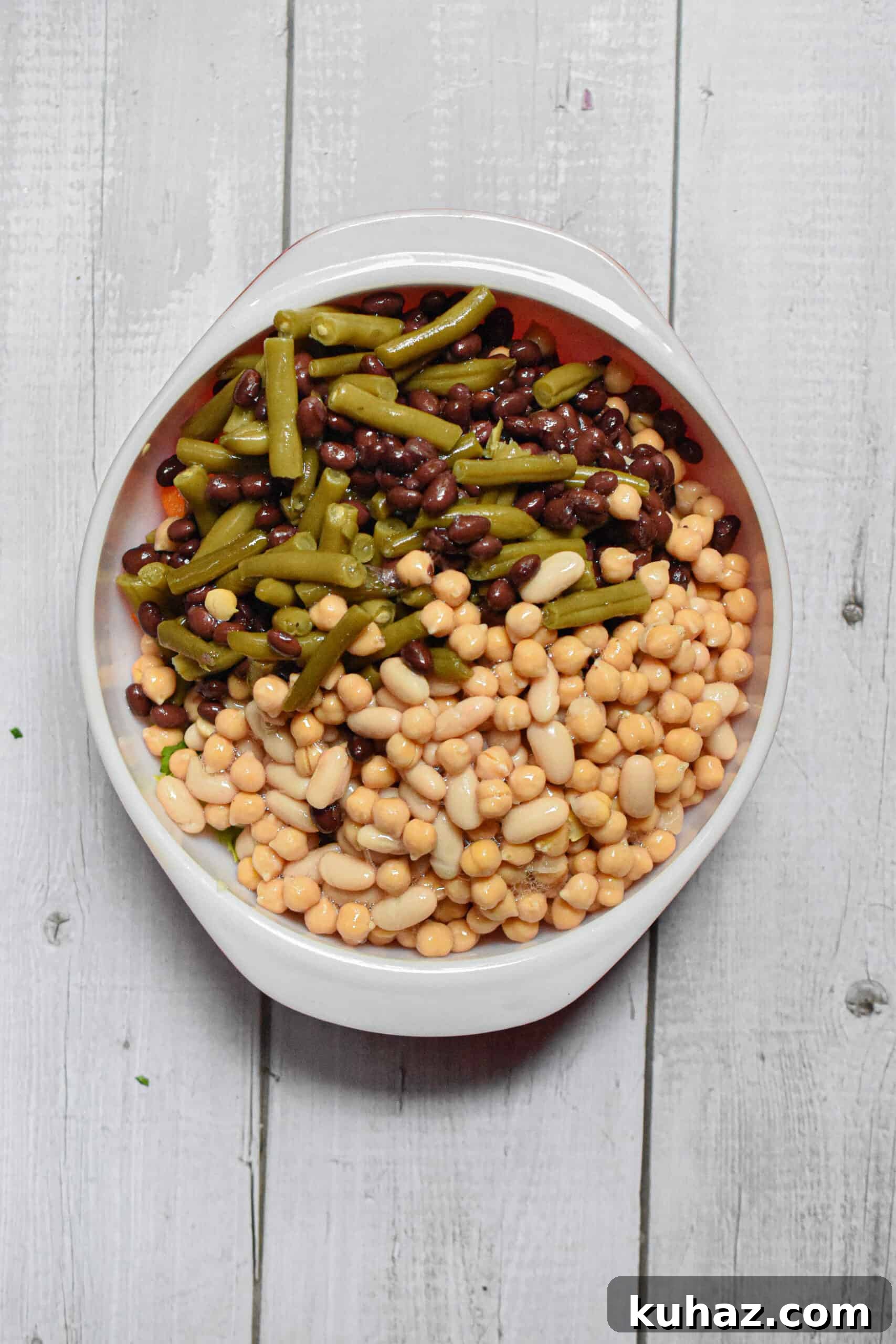 The beans are added to the 10 minute four bean salad