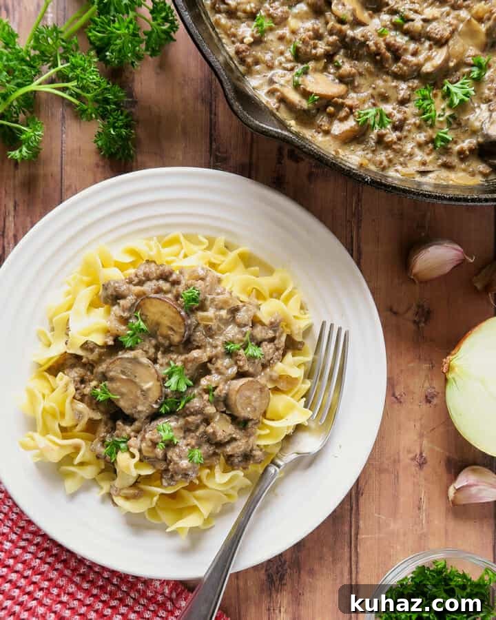Creamy Ground Beef Stroganoff Recipe with Greek Yogurt 2 Ground Beef Stroganoff {with Greek Yogurt}