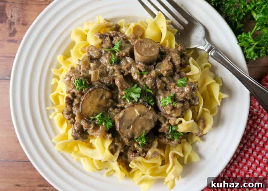 Creamy Ground Beef Stroganoff Recipe with Greek Yogurt 4 Ground Beef Stroganoff {with Greek Yogurt}