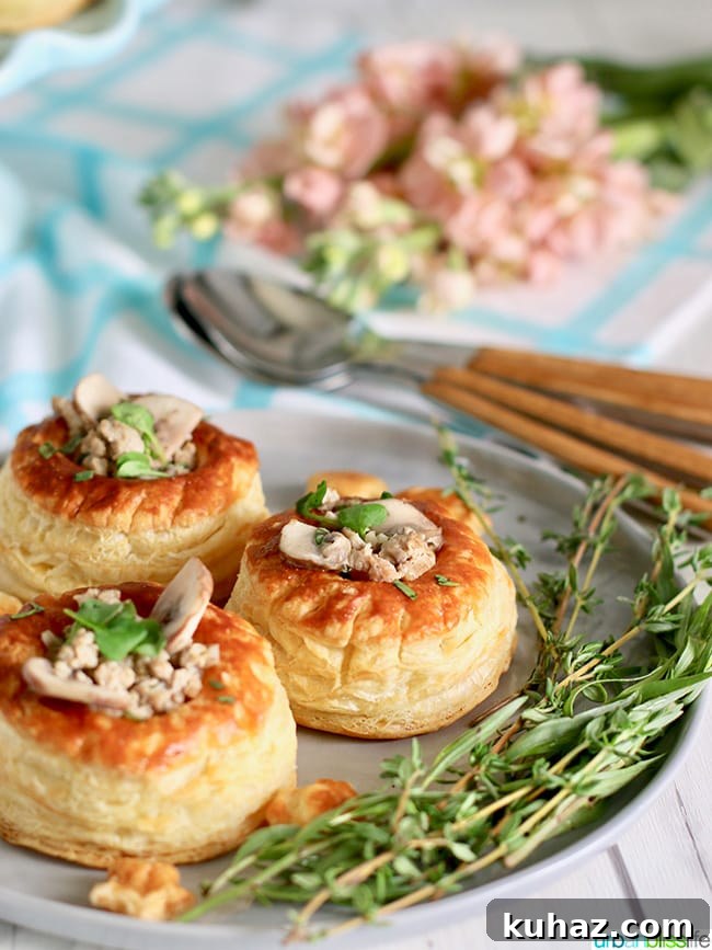 Mushroom vol-au-vents on plate