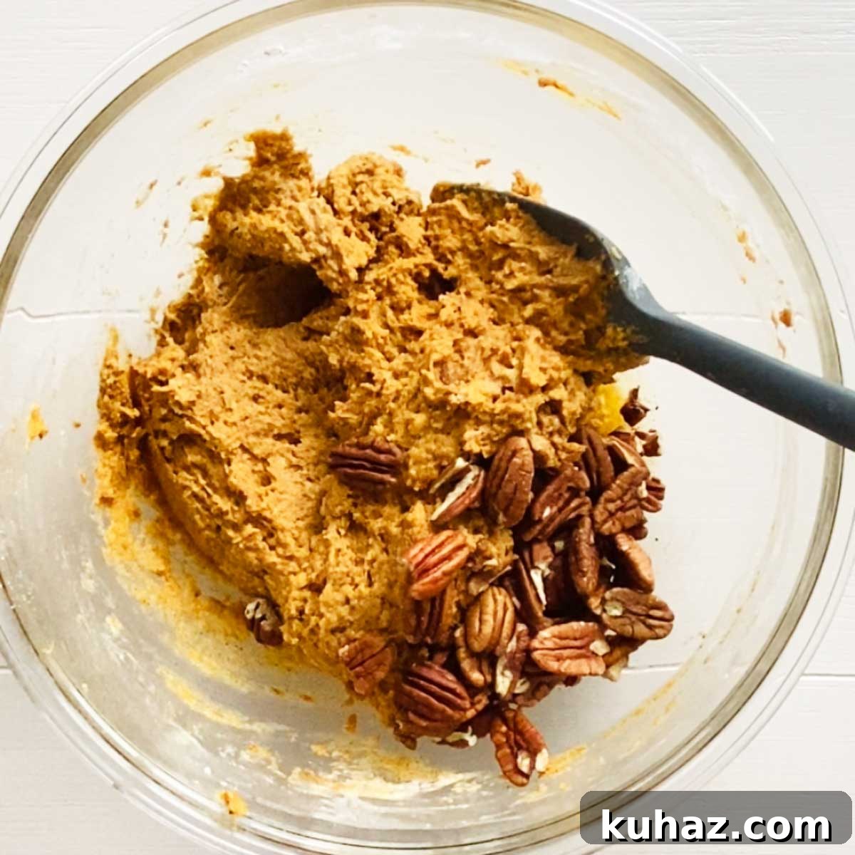 Pumpkin bread batter being mixed