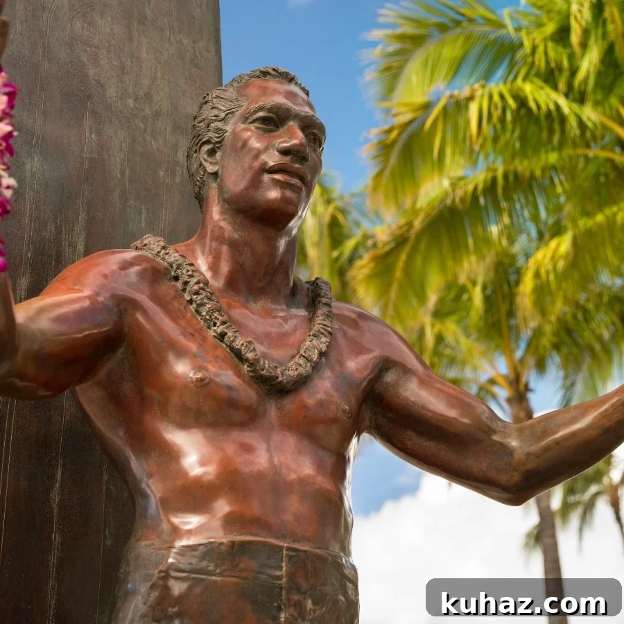The Duke Kahanamoku Statue in central Waikīkī.