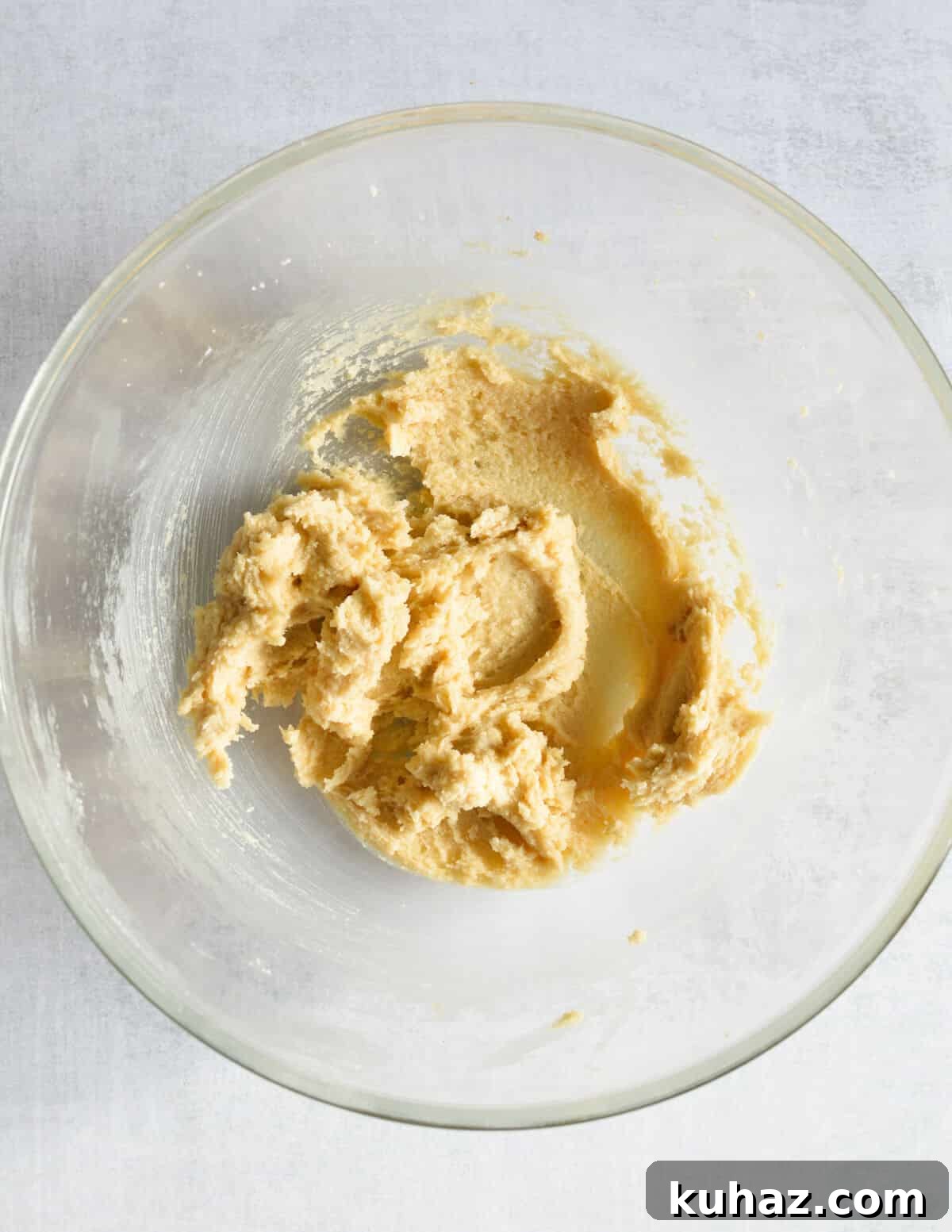 Soft and Chewy Almond Flour Chocolate Chip Cookie Recipe 5 a bowl of creamed butter and sugar.