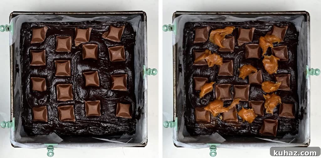 Salted Caramel Brownies Recipe with Gooey Caramel Swirls 7 Brownies with caramel layer collage