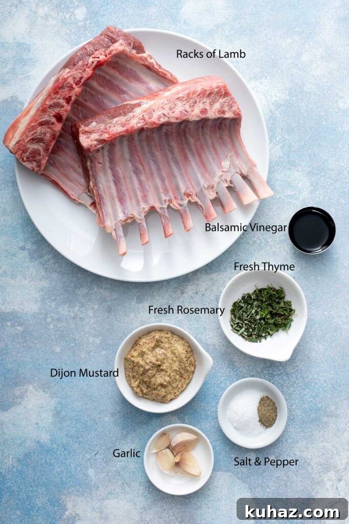 Necessary ingredients to make herb crusted rack of lamb