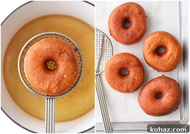 frying yeast-raised doughnuts