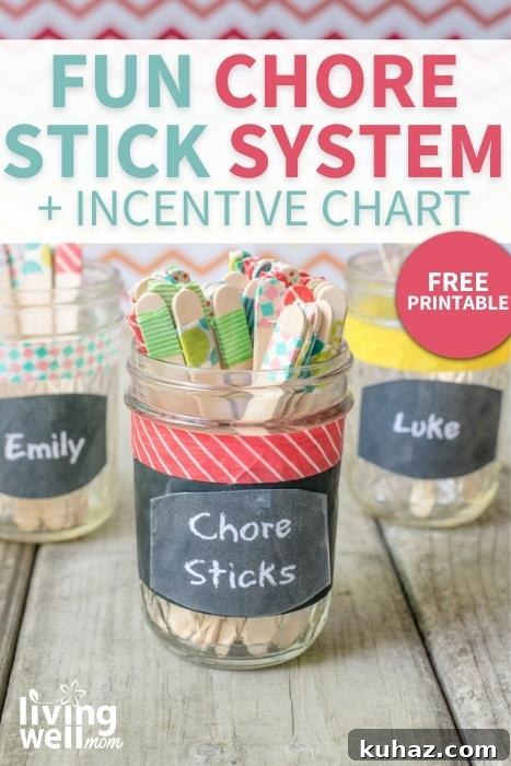 How to Make Chore Sticks for Kids: A System That Works 2 fun chore stick system plus incentive chart pin