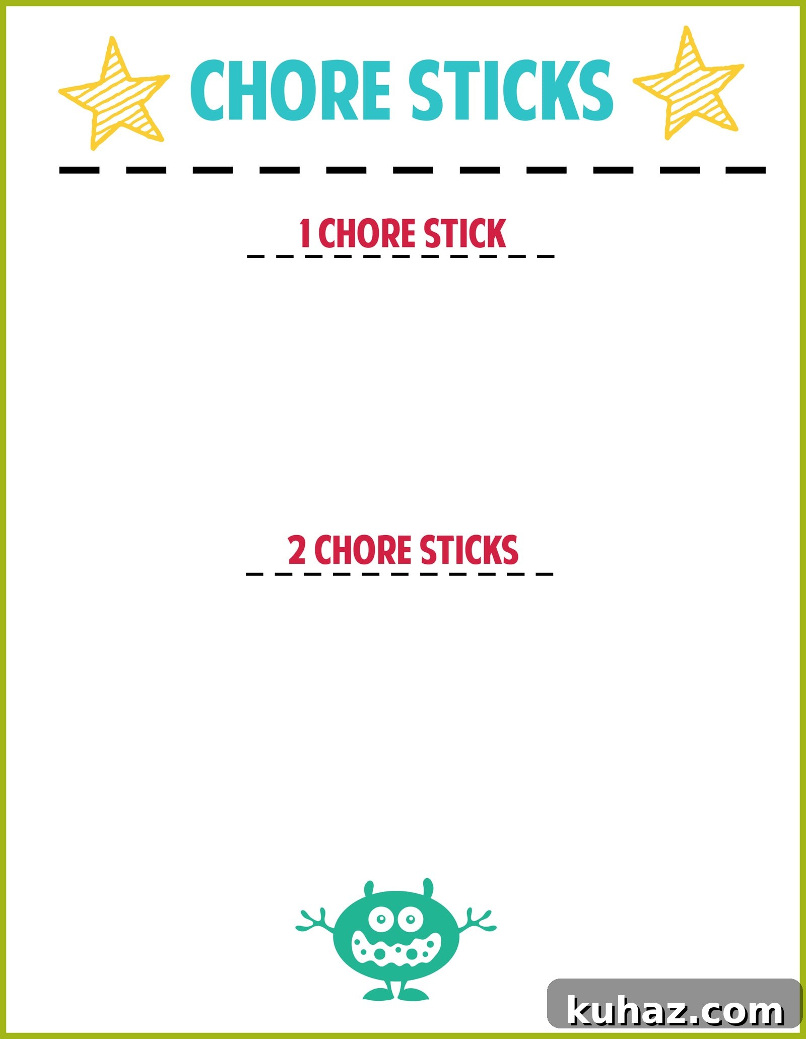 How to Make Chore Sticks for Kids: A System That Works 10 an image of a chore printable for kids