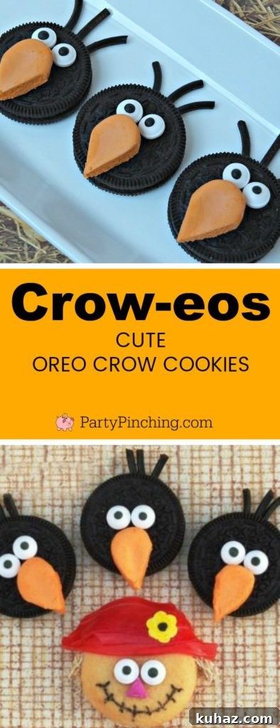 crow cookies, fall harvest halloween cookies, easy fall cookies, halloween cookies for class parties, fun food for kids, sweet treats for harvest party ideas, cute crow bird cookies