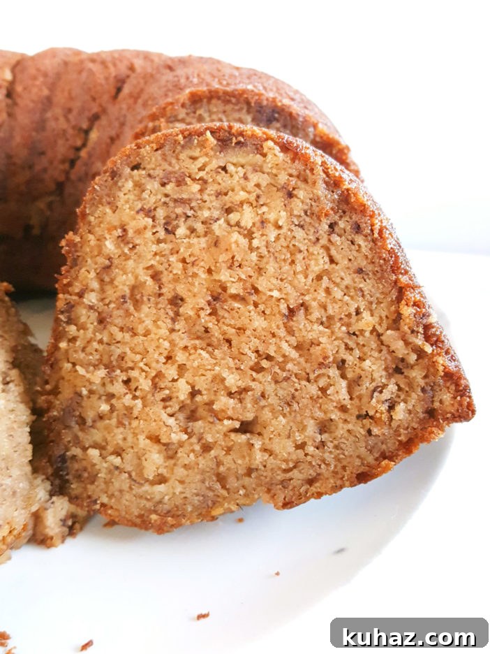 Sour Cream Banana Bundt Cake Recipe 4 Bundt Pan Sour Cream Banana Bread - Sliced bundt with crumb