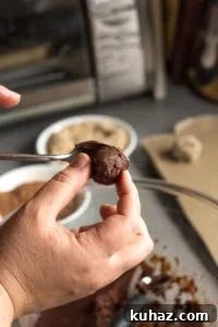 Homemade Chocolate Hazelnut Rum Truffles Recipe 13 making a rum truffle ball