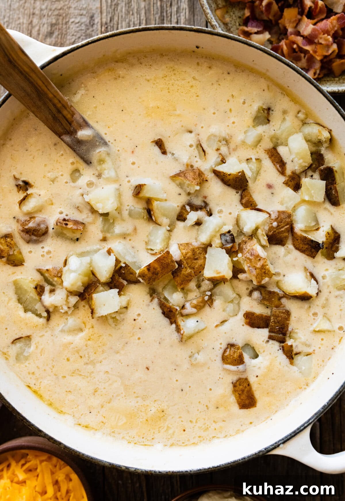 Outback Steakhouse Baked Potato Soup Copycat Recipe 12 How to make Best Outback Baked Potato Soup Copycat Recipe - add the potato chunks into the soup.