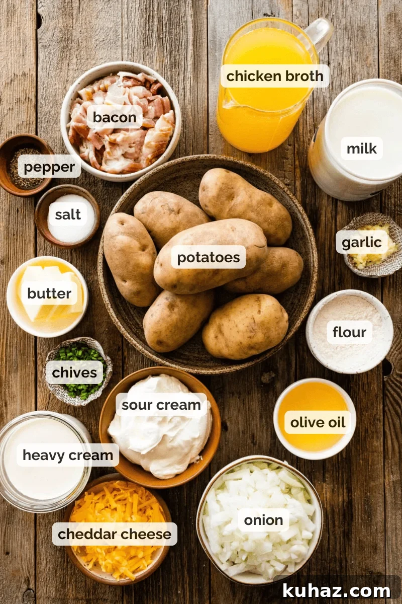 Outback Steakhouse Baked Potato Soup Copycat Recipe 6 Recipe ingredients for copycat outback baked potato soup recipe.