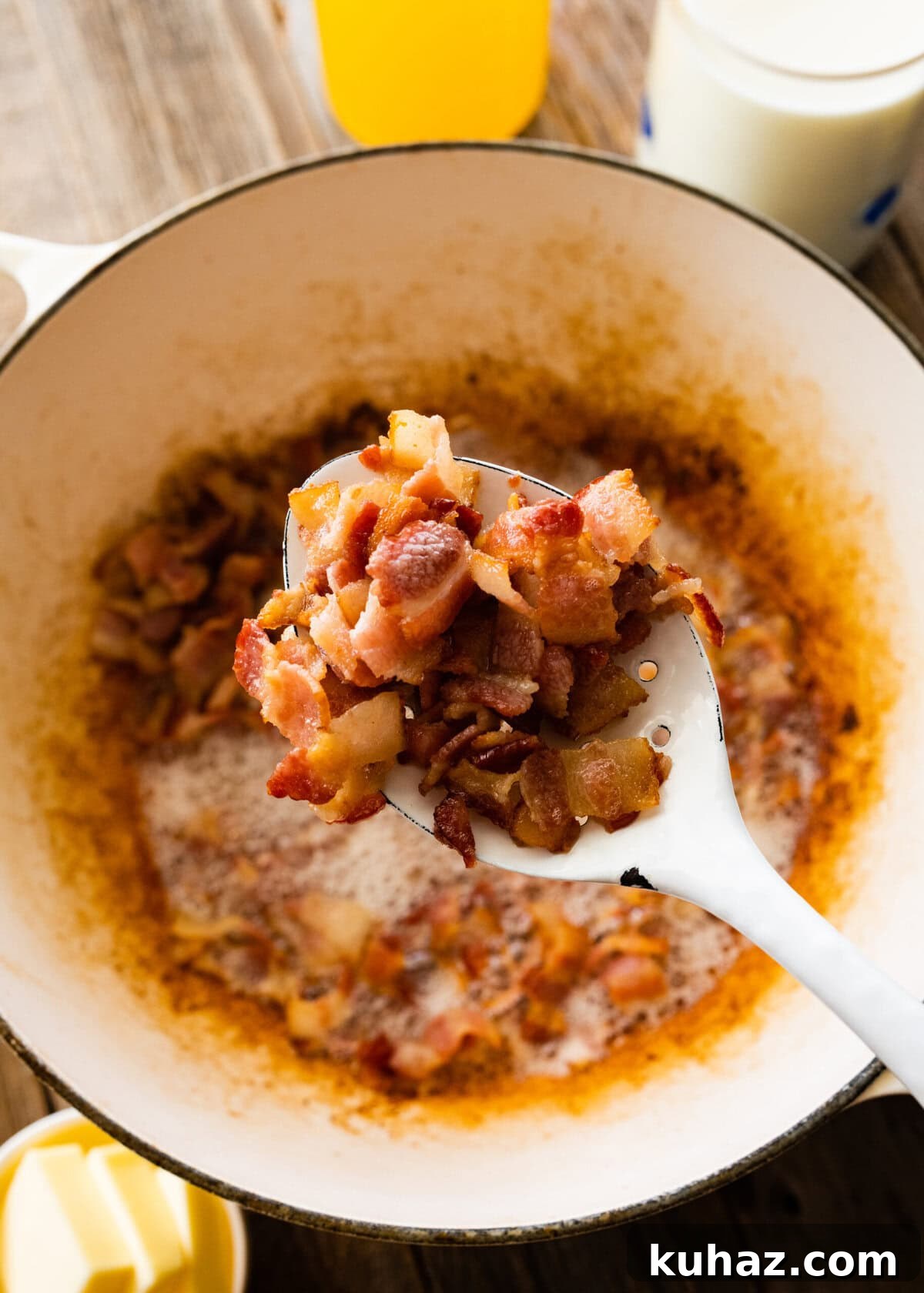 Outback Steakhouse Baked Potato Soup Copycat Recipe 8 How to make Best Outback Baked Potato Soup Copycat Recipe - render the bacon and remove from the pan.