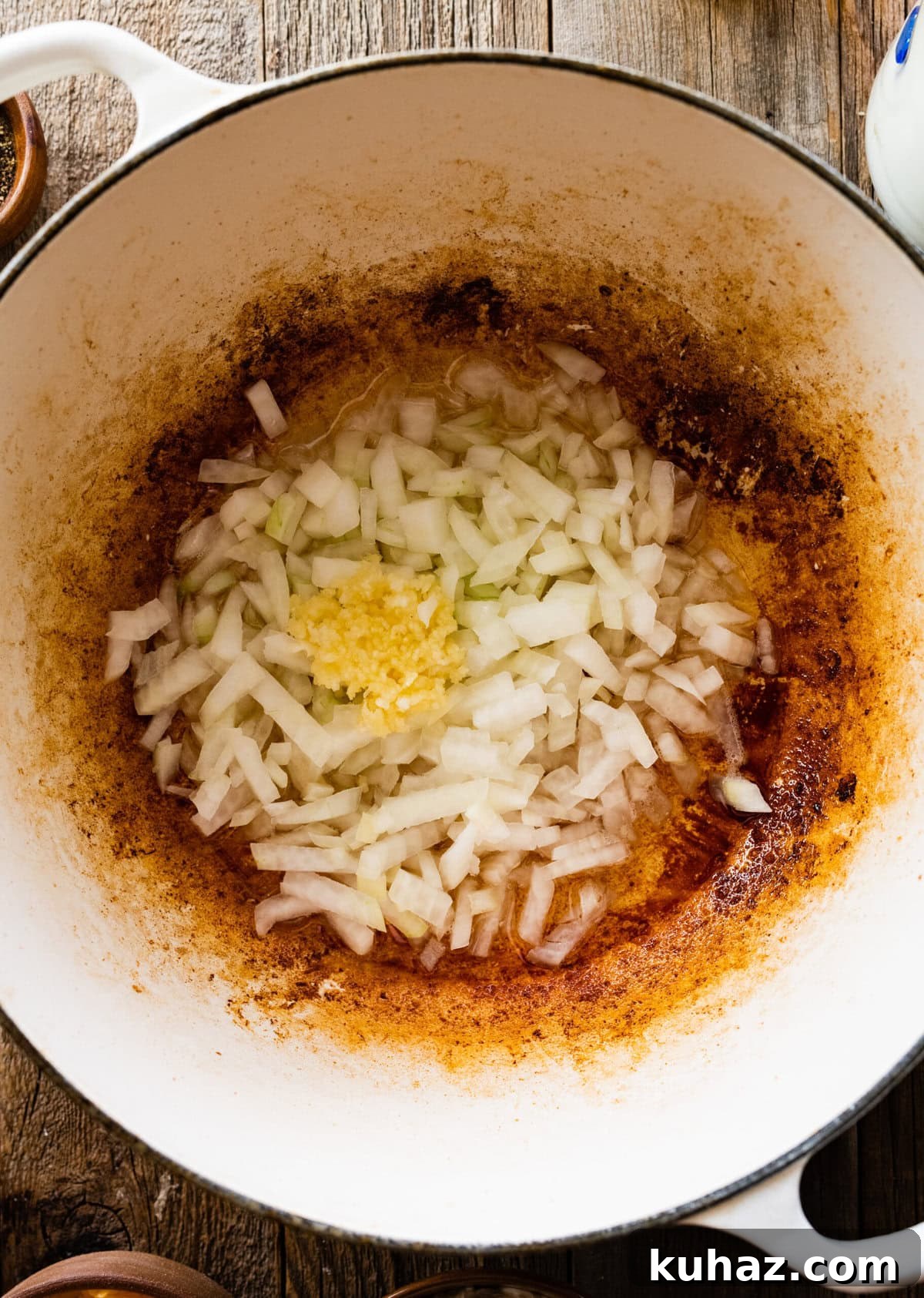 Outback Steakhouse Baked Potato Soup Copycat Recipe 9 How to make Best Outback Baked Potato Soup Copycat Recipe - add onions and garlic to the pot with bacon grease.