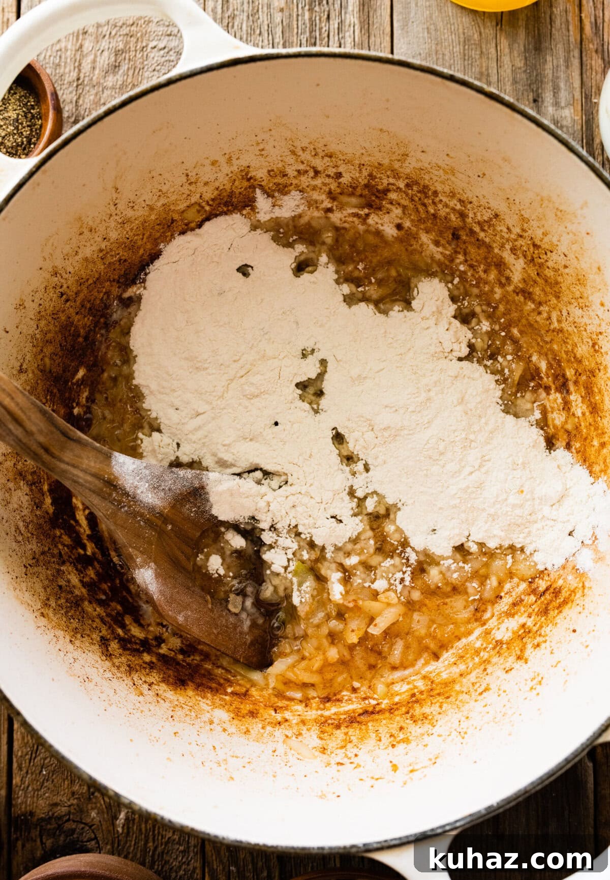 Outback Steakhouse Baked Potato Soup Copycat Recipe 10 How to make Best Outback Baked Potato Soup Copycat Recipe - add flour to the pot and stir to combine.