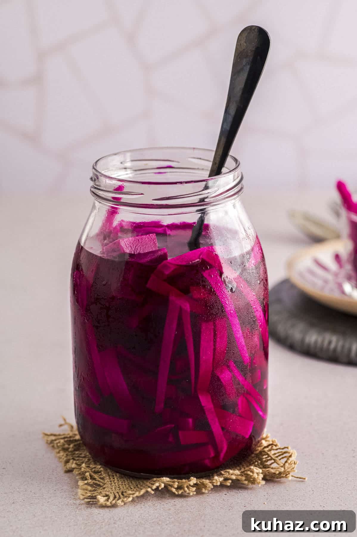 a jar of pickled turnips
