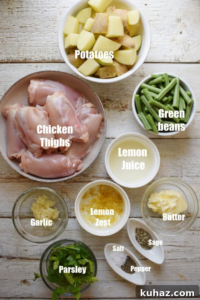 Sheet Pan Lemon Herb Chicken with Roasted Vegetables 5 Ingredients to make the lemon butter chicken.