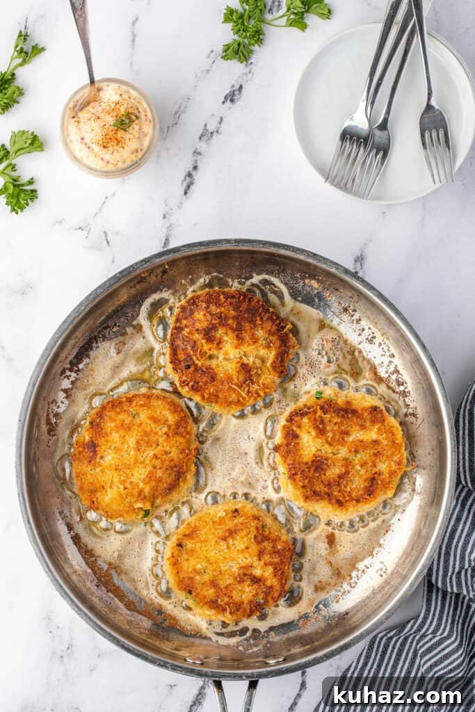 frying crab cakes