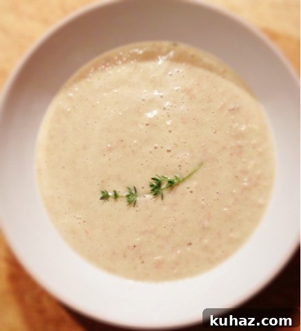 Celery and bacon soup served with bread