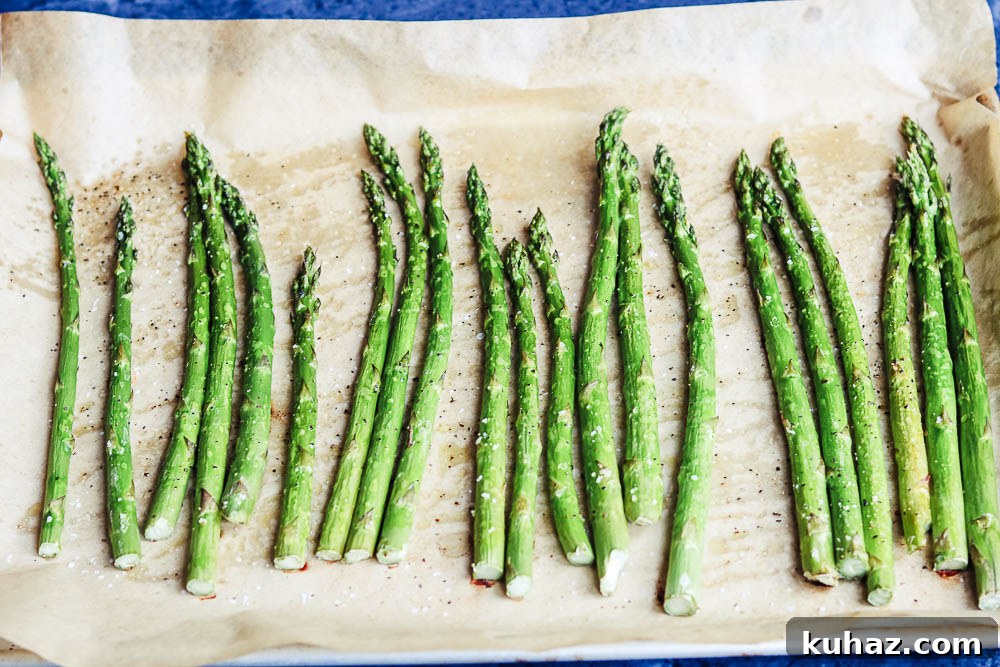 Roasted Asparagus and Tomato Pesto Melt Recipe 6 asparagus on tray cooked