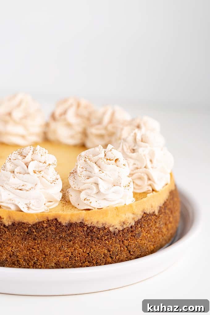 Creamy Eggnog Cheesecake Recipe for the Holidays 4 cheesecake on a white plate on a white surface