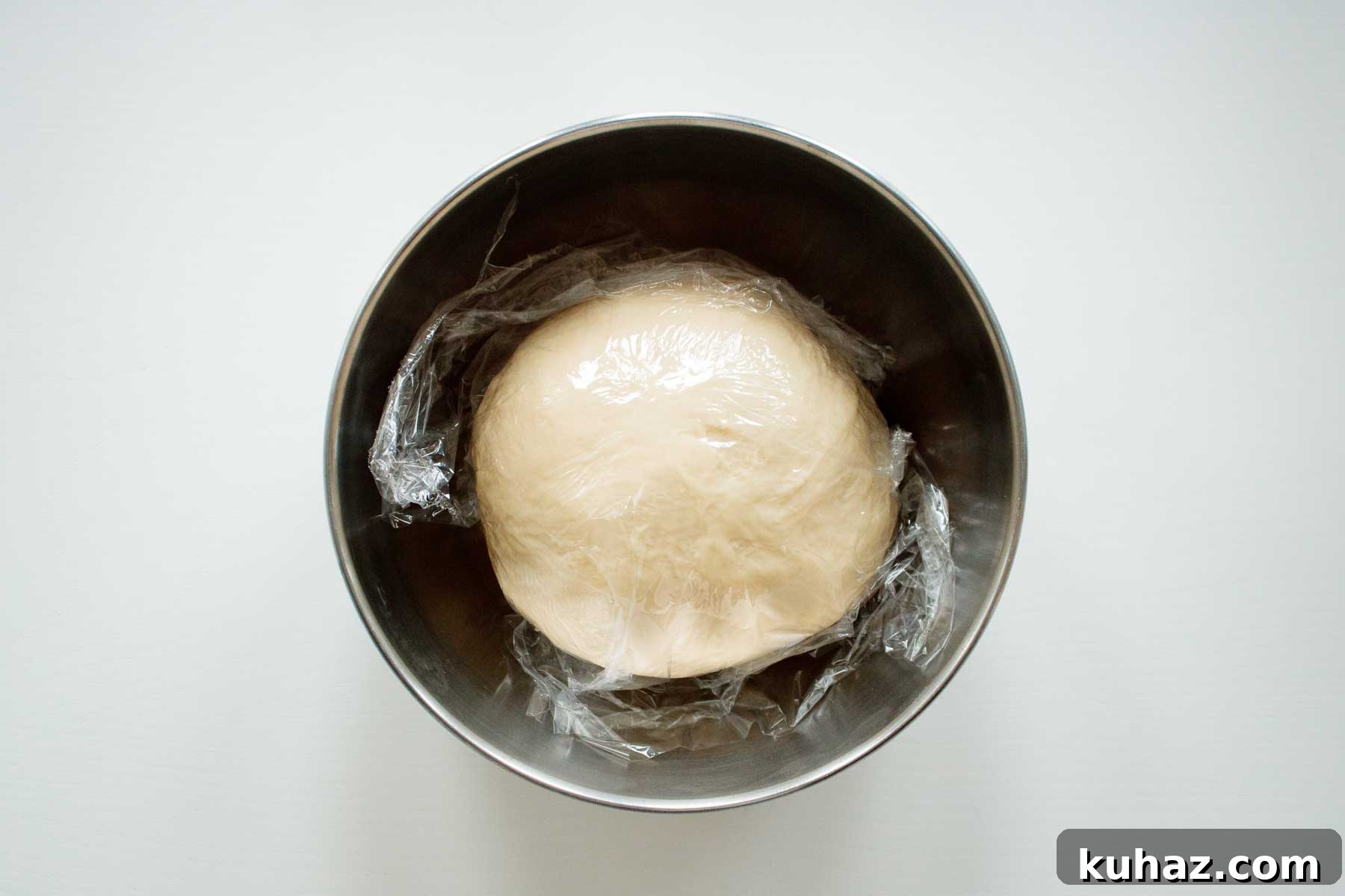 Soft Challah Rolls Recipe for Fluffy Challah Buns 5 Covered dough, start of the first rise.
