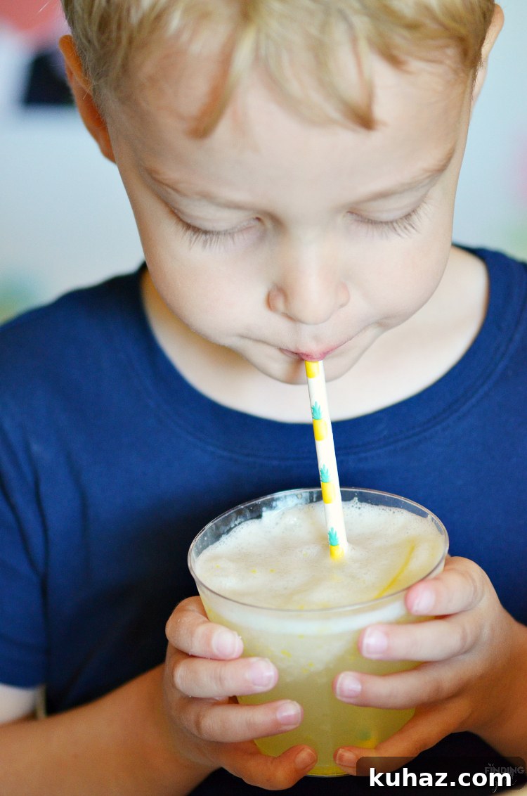Wes drinking fresh frozen lemonade