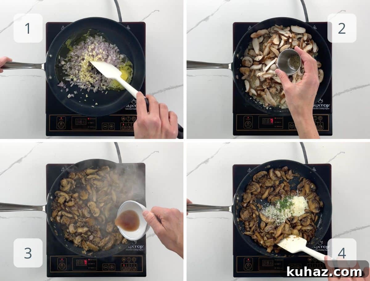 Marsala Mushrooms with Garlic and Herbs 4 step by step