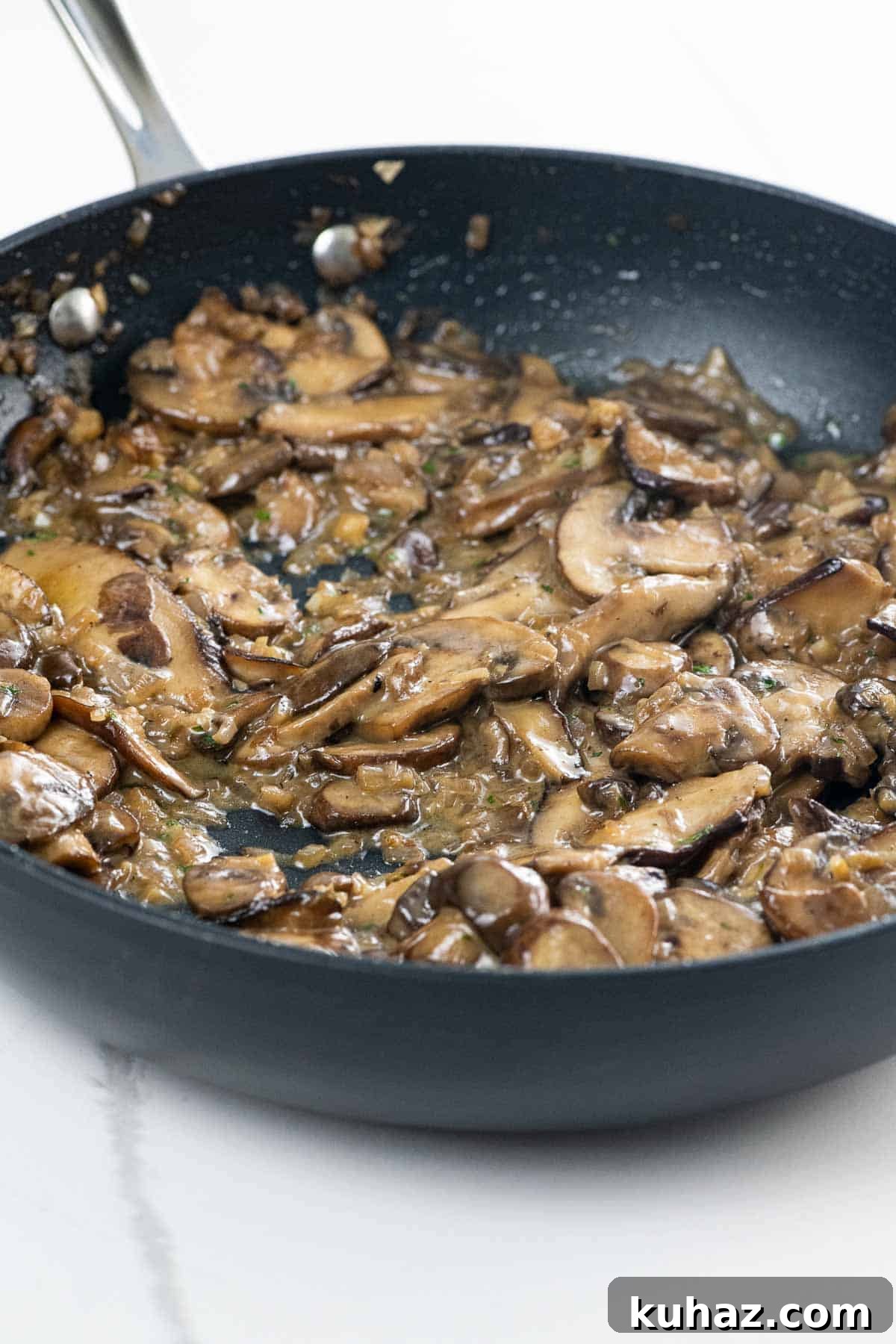 Marsala Mushrooms with Garlic and Herbs 5 marsala mushrooms in a pan