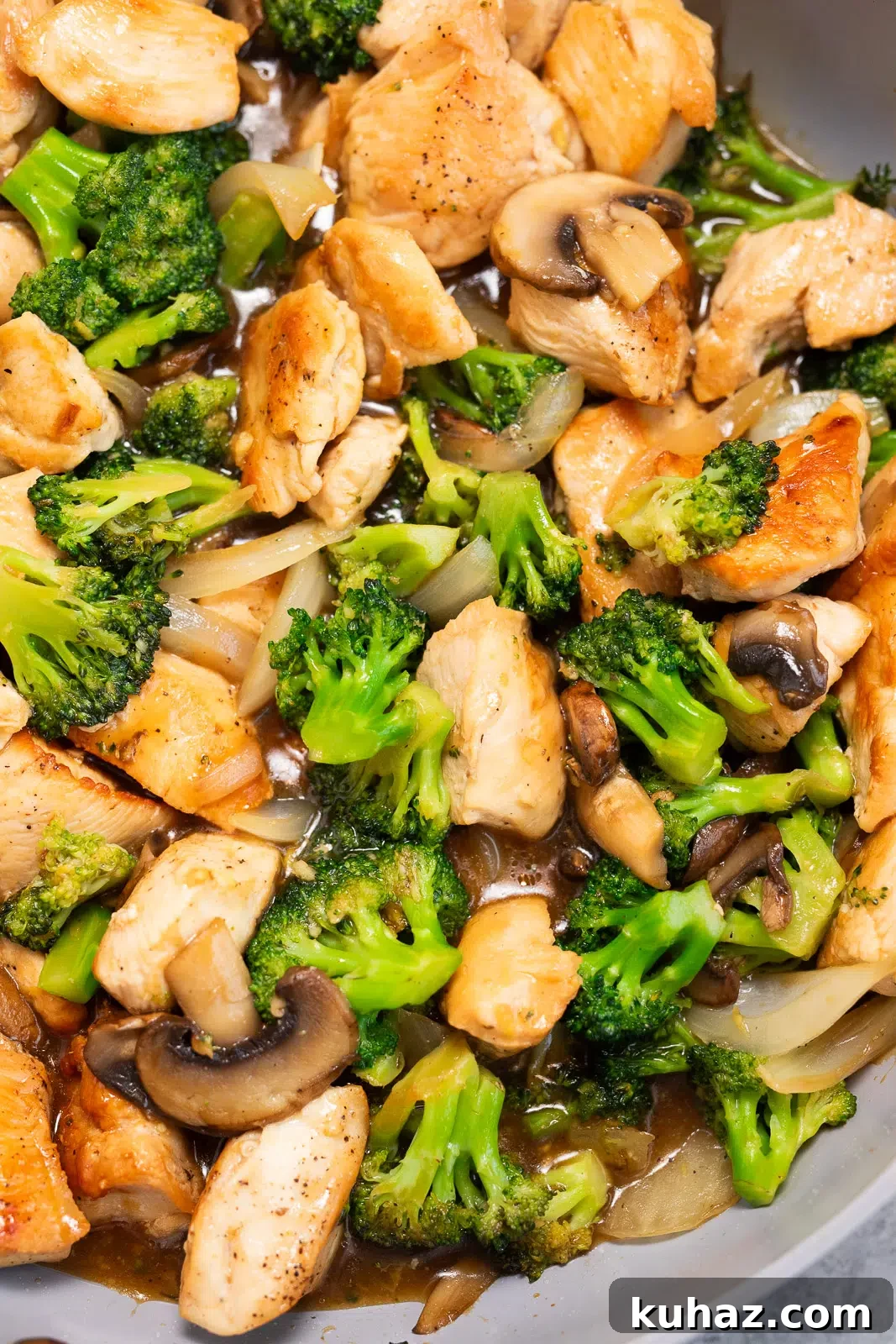 Garlic Soy Chicken and Broccoli Stir Fry Recipe 6 chicken, broccoli mushrooms cooked in a skillet