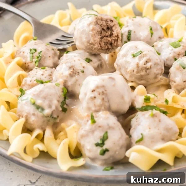 Baked Meatballs in Marinara with Melted Mozzarella 7 a plate of meatballs over egg noodles