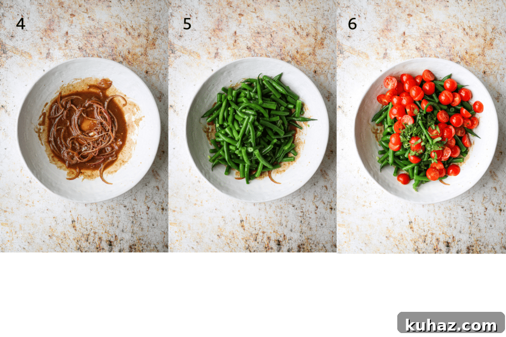 Fresh Green Bean and Tomato Salad with Lemon Vinaigrette 6 how to assemble the salad